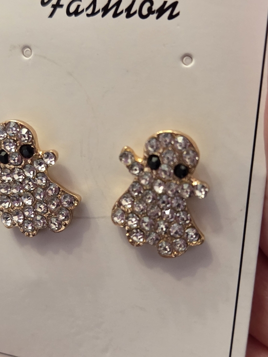 Jewelry - Gold-Tone Crystal Ghost Stud Earrings